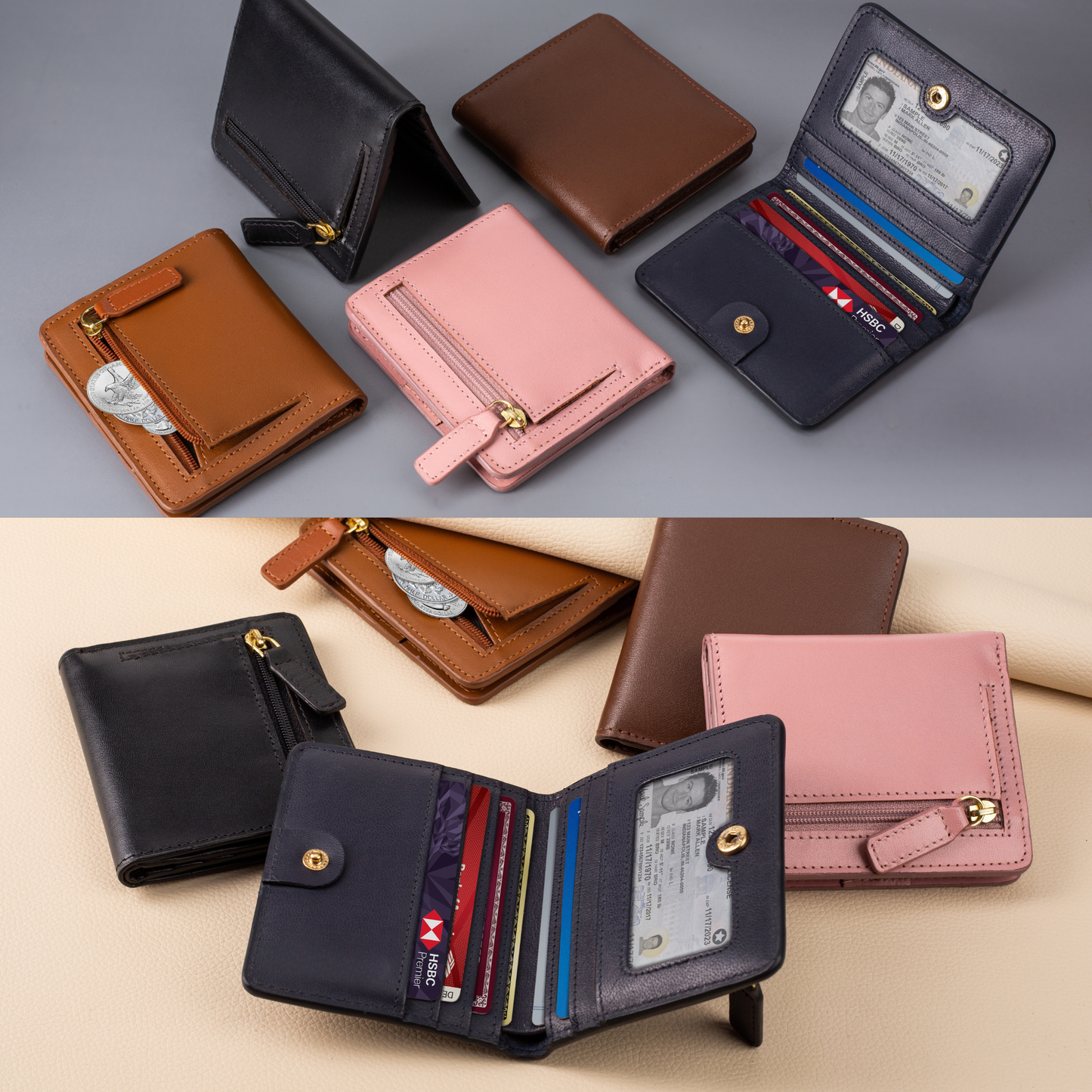 Genuine Leather Women's  Bifold  Wallet –Slim & Minimalist