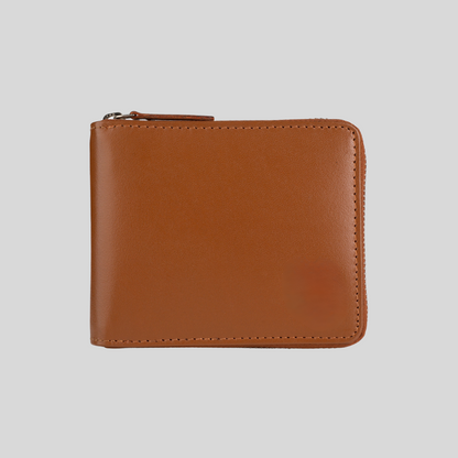 Genuine Leather Zip Around Bifold Wallet
