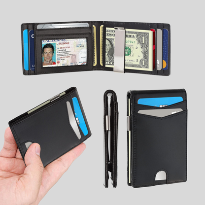 Genuine Leather Clip Wallet –Slim & Minimalist