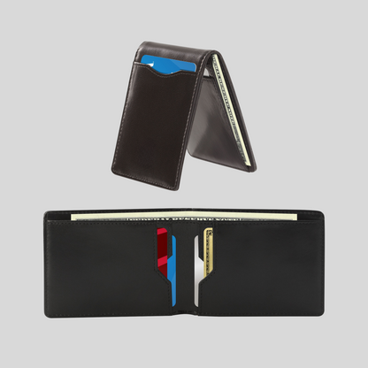 Genuine Leather Slim Minimalist Bifold Wallet