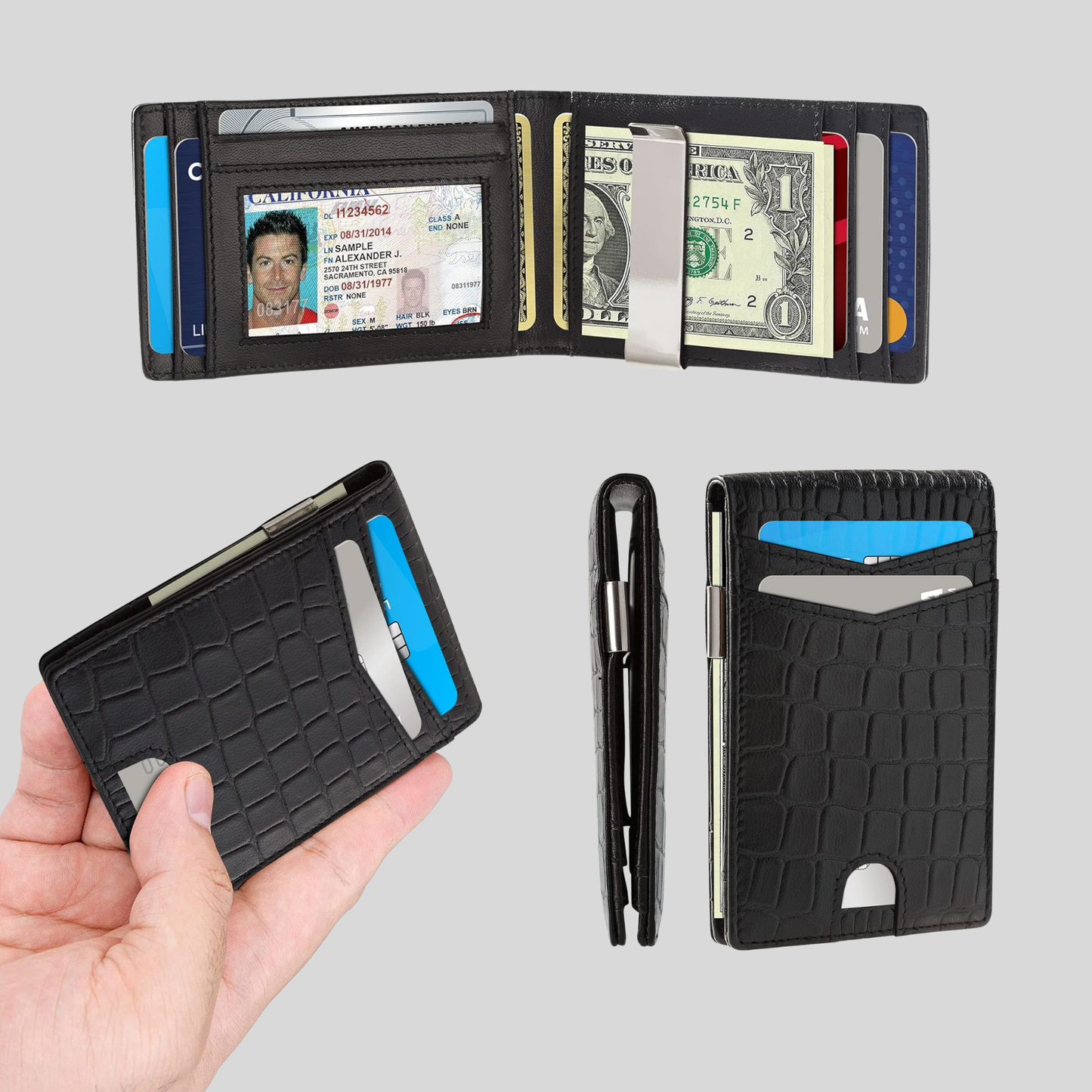 Genuine Leather Clip Wallet –Slim & Minimalist