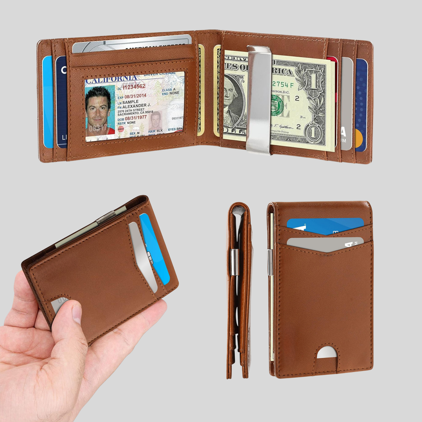Genuine Leather Clip Wallet –Slim & Minimalist