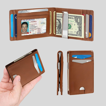 Genuine Leather Clip Wallet –Slim & Minimalist