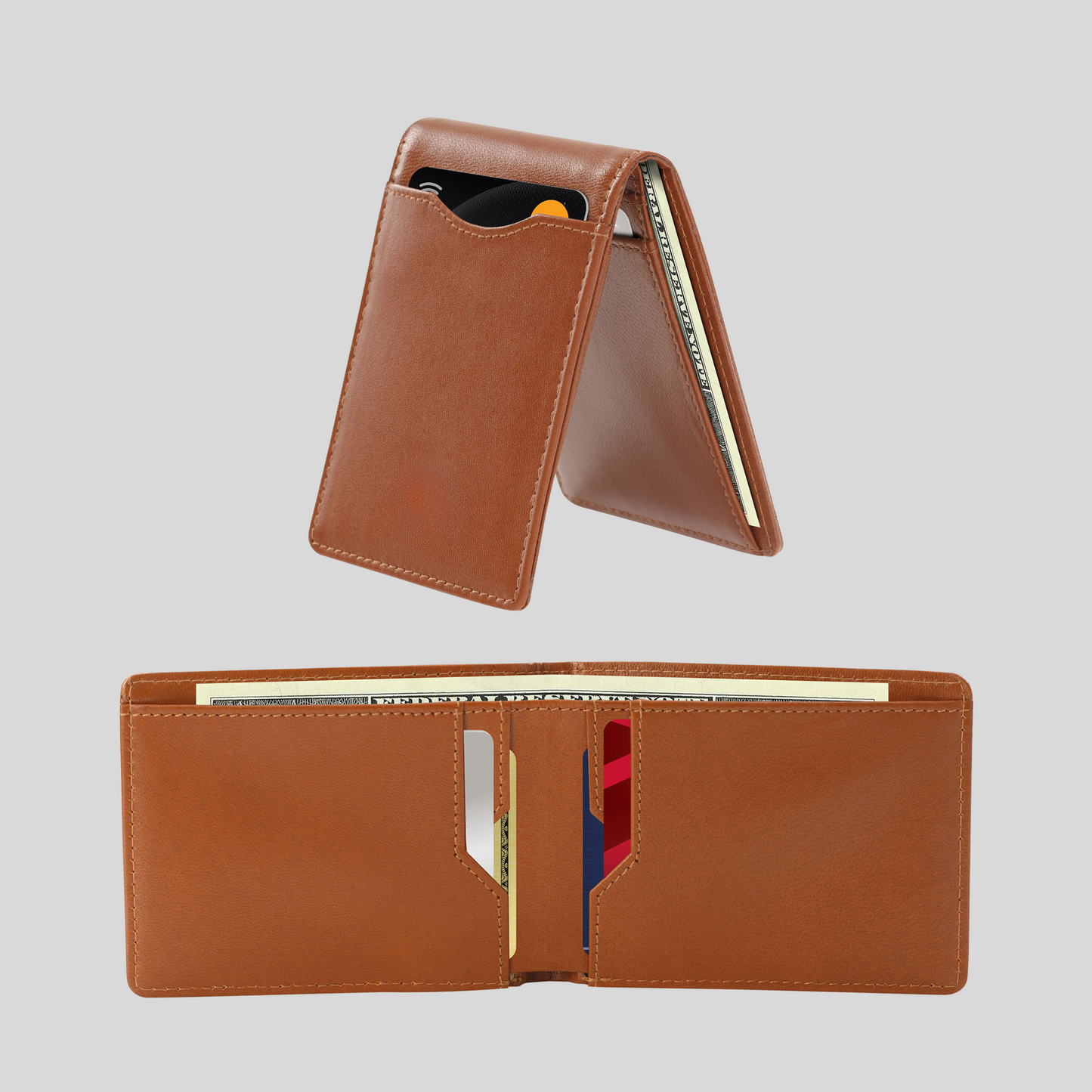 Genuine Leather Slim Minimalist Bifold Wallet