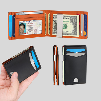 Genuine Leather Clip Wallet –Slim & Minimalist