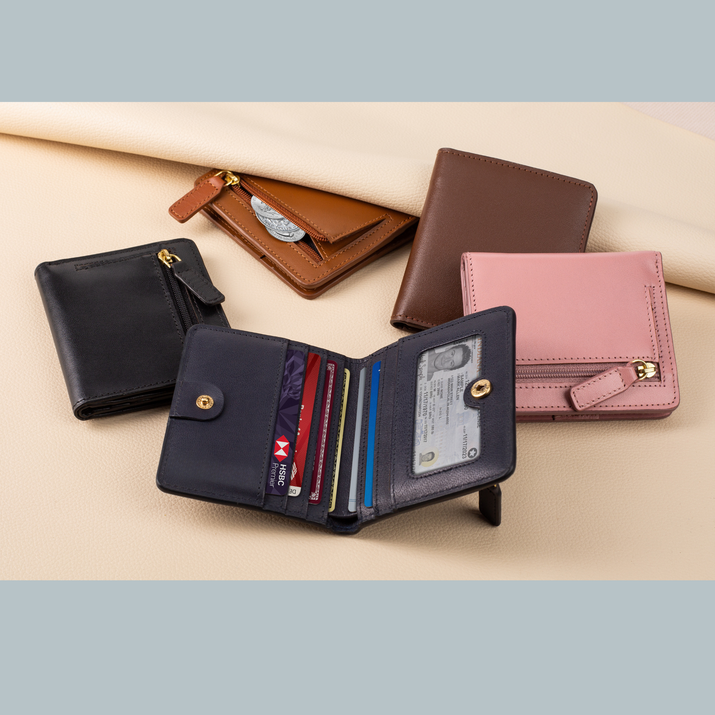 Genuine Leather Women's  Bifold  Wallet –Slim & Minimalist